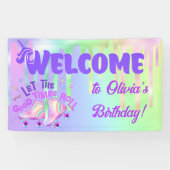 Pastel Regenboog | Gevogelte met rolschaatsen Spandoek (Horizontaal)