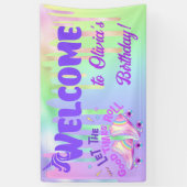 Pastel Regenboog | Gevogelte met rolschaatsen Spandoek (Verticaal)