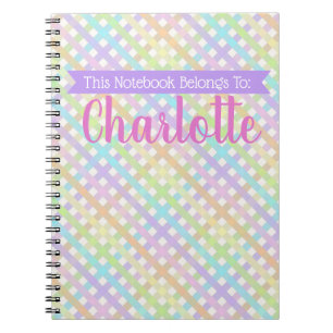 Pastel Regenboog Gingham Plaid Spiraal Foto Notiti Notitieboek