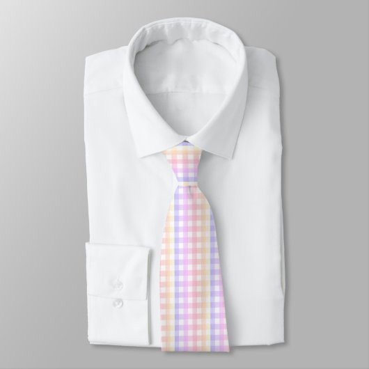 Pastel Regenboog Gingham Stropdas (Gebonden)
