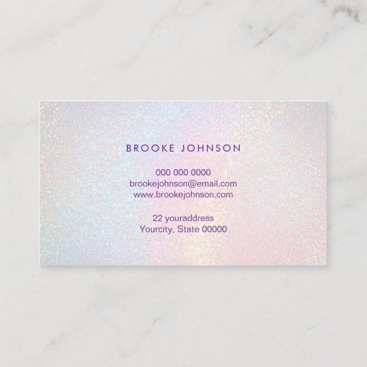 Pastel regenboog glitter effect visitekaartje (Achterkant)