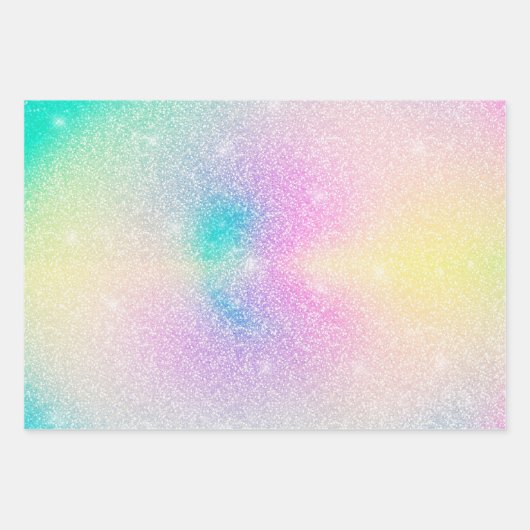 Pastel Regenboog Glitter Gradient Inpakpapier Vel (Voorkant 3)