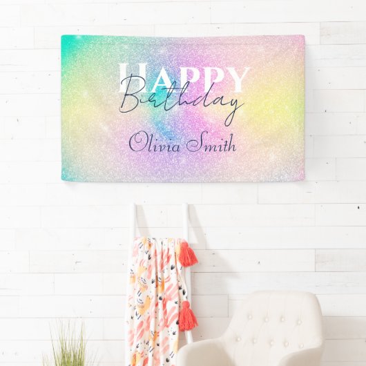 Pastel Regenboog Glitter Gradient Spandoek (Insitu)