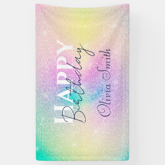 Pastel Regenboog Glitter Gradient Spandoek (Verticaal)