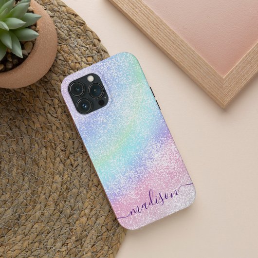 Pastel regenboog glitter kalligrafie KAN naam bewe Case-Mate iPhone Case