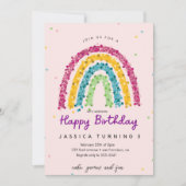 Pastel Regenboog Glitter Kinderverjaardagsfeestje Kaart (Voorkant)