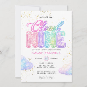 Pastel Regenboog Glitter Lettering Geslacht Reveal Kaart
