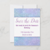 PASTEL REGENBOOG GLITTER SAVE THE DATE RSVP KAART (Voorkant)