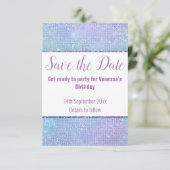 PASTEL REGENBOOG GLITTER SAVE THE DATE RSVP KAART (Staand voorkant)