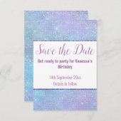 PASTEL REGENBOOG GLITTER SAVE THE DATE RSVP KAART (Voorkant / Achterkant)