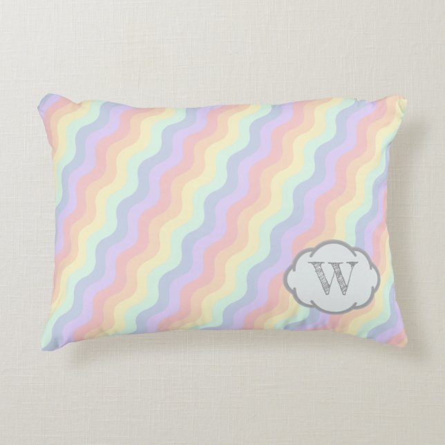 Pastel Regenboog Golven Accent Kussen (Voorkant)
