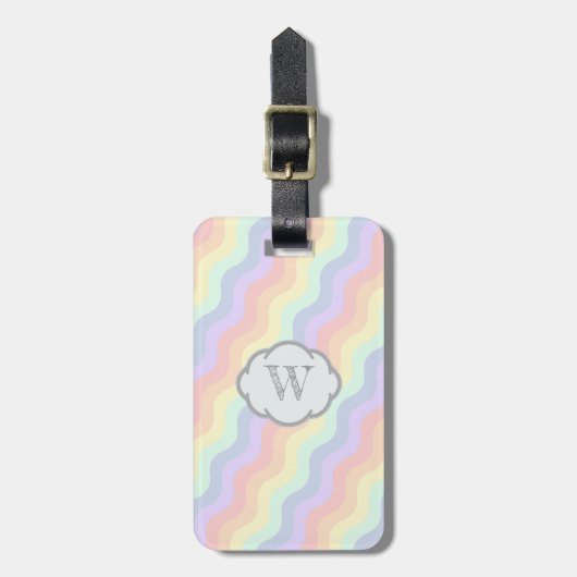 Pastel Regenboog Golven Bagage Label (Voorkant verticaal)