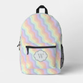 Pastel Regenboog Golven Bedrukte Rugzak (Voorkant)