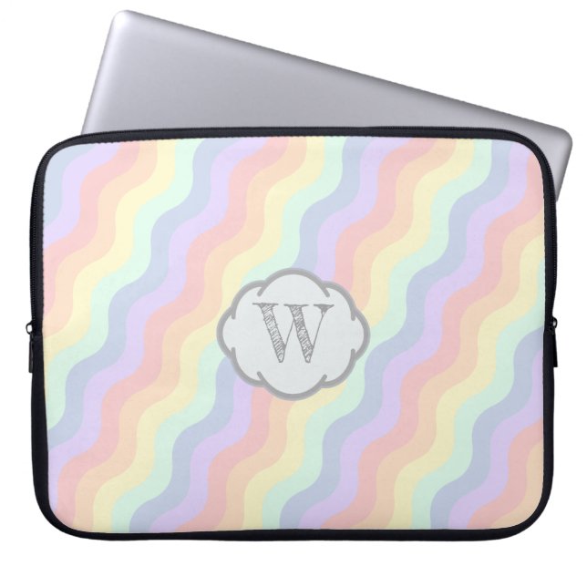 Pastel Regenboog Golven Laptop Hoes (Voorkant)