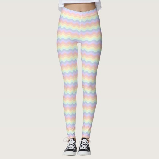 Pastel Regenboog Golven Leggings (Voorkant)