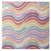 Pastel Regenboog golven patroon groot Tegeltje (Voorkant)