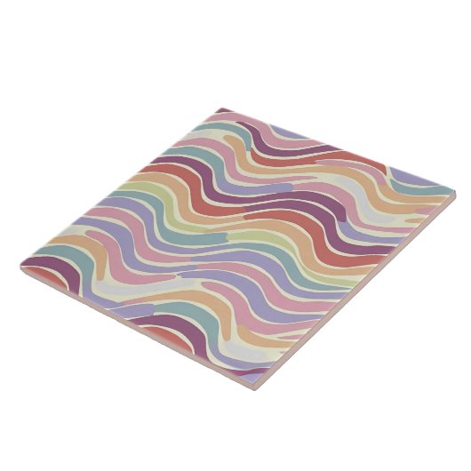 Pastel Regenboog golven patroon groot Tegeltje (Zijkant)