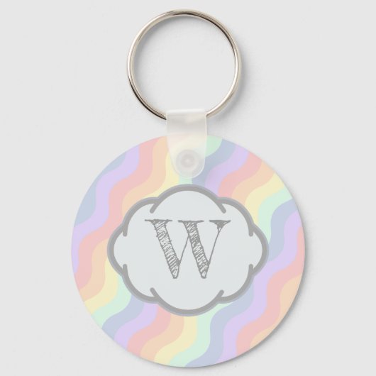 Pastel Regenboog Golven Sleutelhanger (Voorkant)
