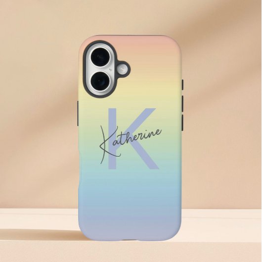 Pastel Regenboog Gradiënt Monogram Case-Mate iPhone Case