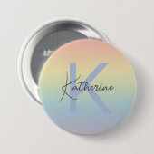 Pastel Regenboog Gradiënt Monogram Ronde Button 7,6 Cm (Voorkant /achterkant)