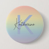 Pastel Regenboog Gradiënt Monogram Ronde Button 7,6 Cm (Voorkant)