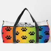 Pastel Regenboog Gradiënt Pootafdruk Monogram Plunjezak (Achterkant)