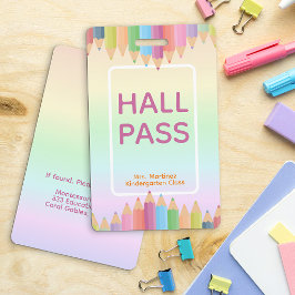 Pastel Regenboog Hal Pas Badge voor Leraren