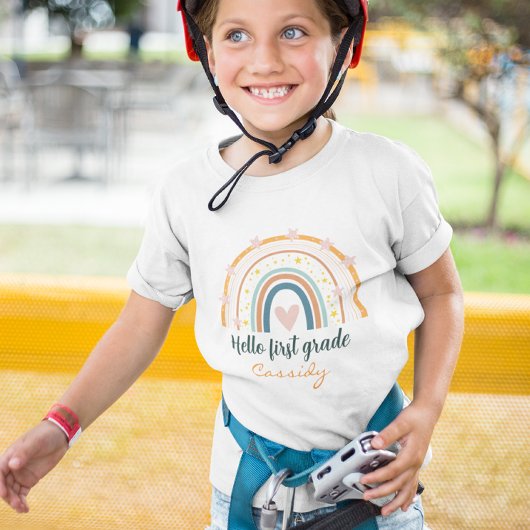 Pastel regenboog hart hallo graad  t-shirt