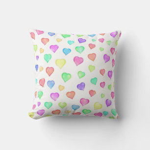 Pastel regenboog harten kussen