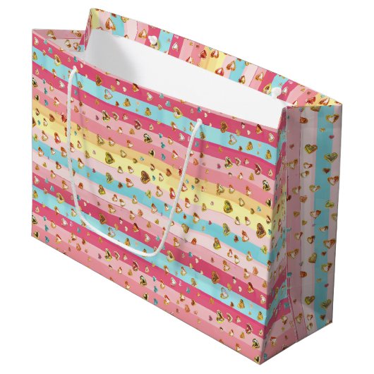 Pastel Regenboog & Hartjes Grote Cadeautas (Voorkant Gekanteld)