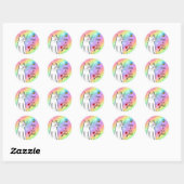 Pastel-regenboog heeft een mooie dag kat-stickers ronde sticker (Vel)