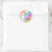 Pastel-regenboog heeft een mooie dag kat-stickers ronde sticker (Tas)
