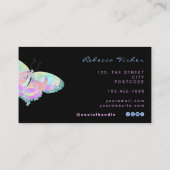 Pastel Regenboog Holografische iriserende Vlinder Visitekaartje (Achterkant)