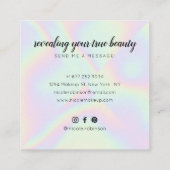 Pastel regenboog holografische moderne make-up art vierkante visitekaartje (Achterkant)