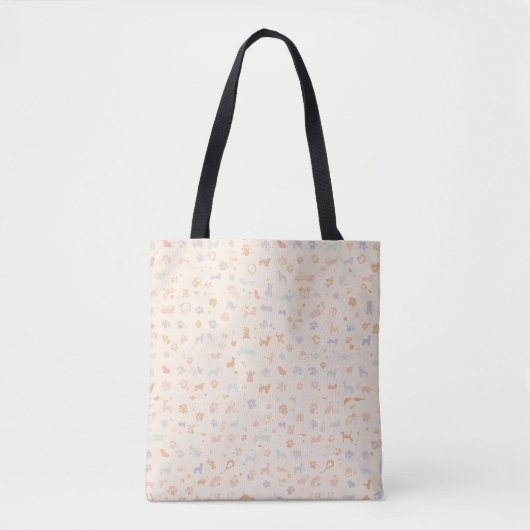 Pastel Regenboog Hond Moeder Tote Tas | Pootafdruk (Voorkant)