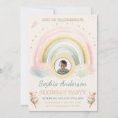 Pastel Regenboog & Ijs, aangepaste Foto Verjaardag Kaart (Voorkant)
