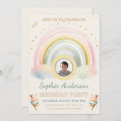 Pastel Regenboog & Ijs, aangepaste Foto Verjaardag Kaart (Voorkant / Achterkant)