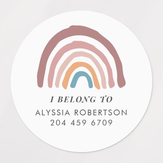 Pastel regenboog illustratie Boho behoren tot Labels (Design 1)