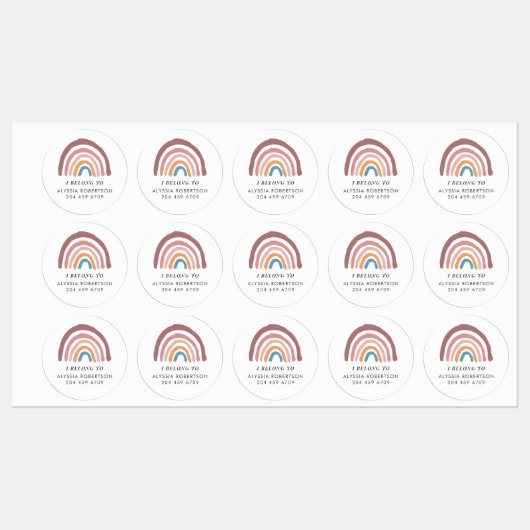 Pastel regenboog illustratie Boho behoren tot Labels (Vel)