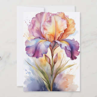 Pastel Regenboog Iris Bloem in Waterverf