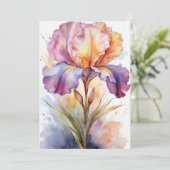 Pastel Regenboog Iris Bloem in Waterverf (Staand voorkant)