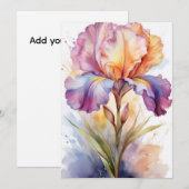 Pastel Regenboog Iris Bloem in Waterverf (Voorkant / Achterkant)