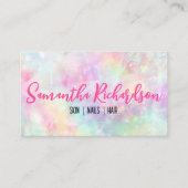 Pastel regenboog iriserende holografische opaal kr visitekaartje (Voorkant)
