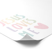 Pastel regenboog Jezus houdt van mij poster (Hoek)