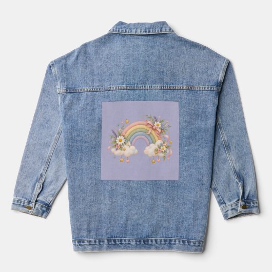 Pastel regenboog kantoorartikelen denim jacket (Achterkant)