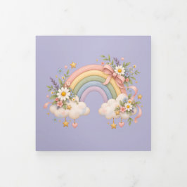 Pastel regenboog kantoorartikelen drieluik aankondiging