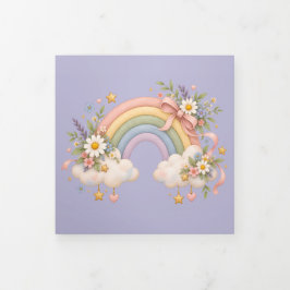Pastel regenboog kantoorartikelen drieluik kaart