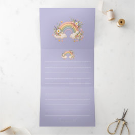 Pastel regenboog kantoorartikelen drieluik uitnodiging