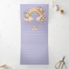 Pastel regenboog kantoorartikelen drieluik uitnodiging