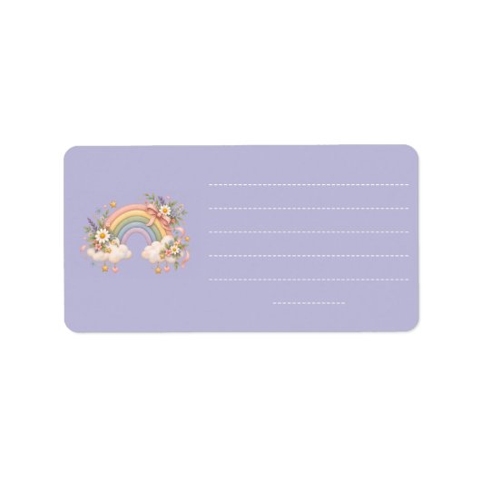 Pastel regenboog kantoorartikelen etiket (Voorkant)